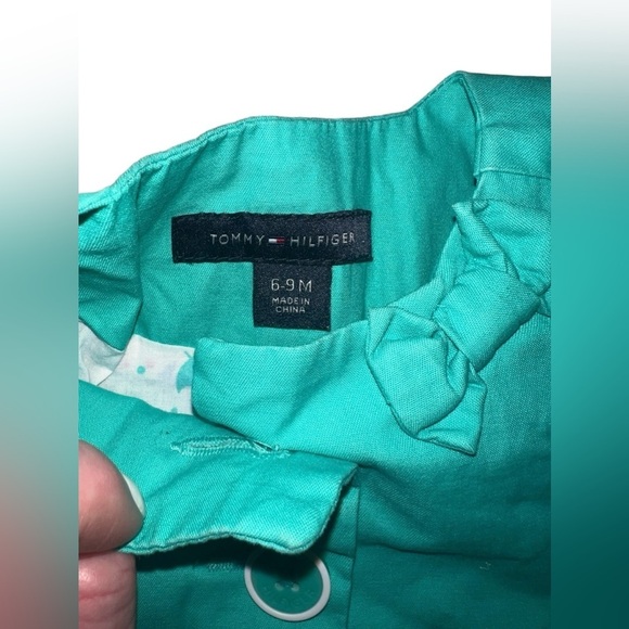 {EUC Tommy Hilfiger Baby Girl’s Lightweight Peplum Jacket in Green 6-9 month} - Picture 4 of 5